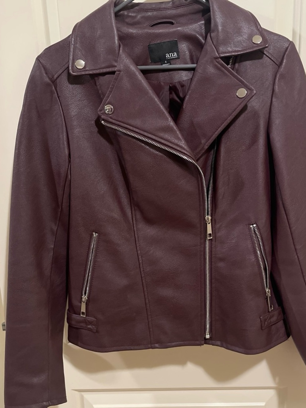 a.n.a Women's Faux Leather Moto Jacket in Plum
